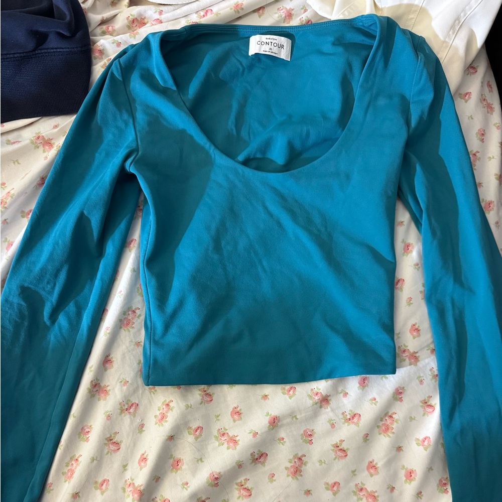 aritzia babaton teal contour long sleeve